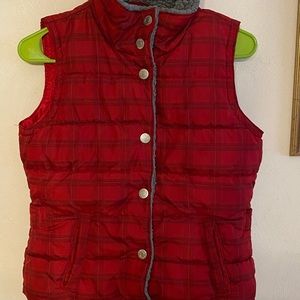Red Furry Plaid Maurices Vest